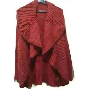 Soft Surroundings Burnt Orange Open waterfall chunky knit cardigan XS